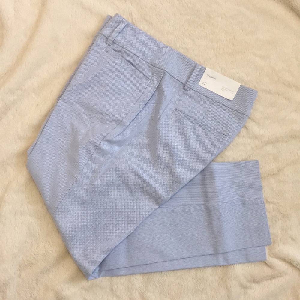 LOFT Outlet Blue Seersucker Ankle Pants